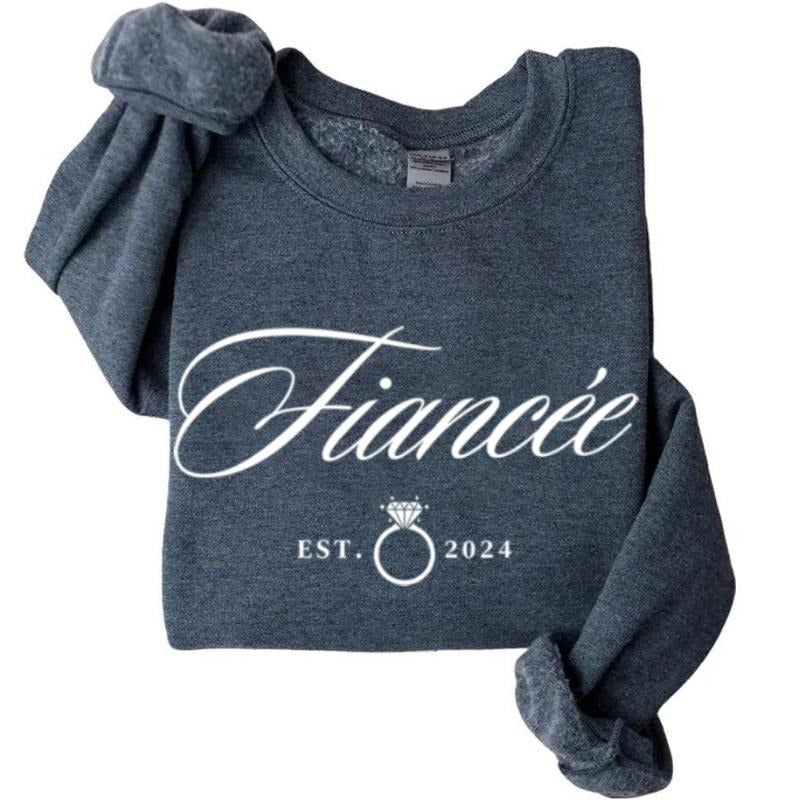 Fiancee Fiance 2024 - 2025 Engagement T-shirt Sweatshirt, Engagement Ring Announcement Ideas, Bride to Be Gift Idea, Unisex Cotton