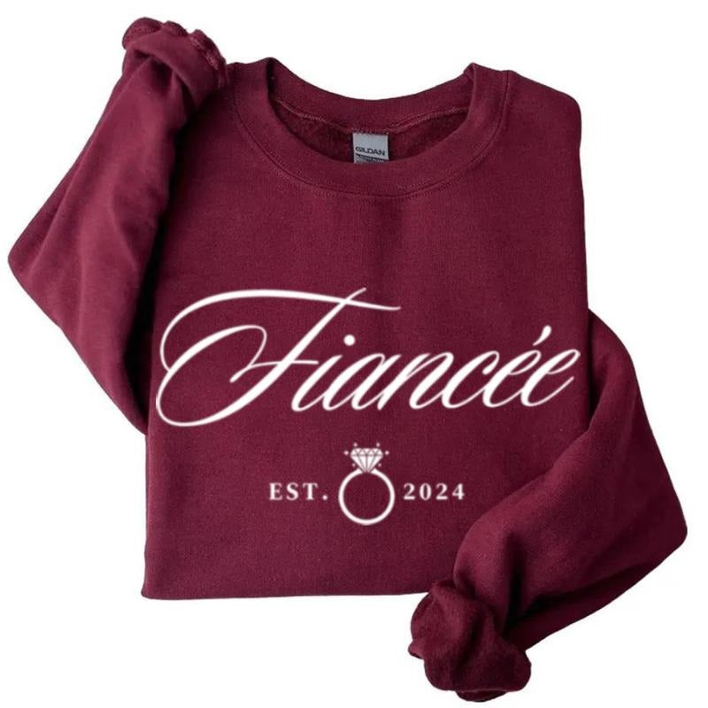 Fiancee Fiance 2024 - 2025 Engagement T-shirt Sweatshirt, Engagement Ring Announcement Ideas, Bride to Be Gift Idea, Unisex Cotton