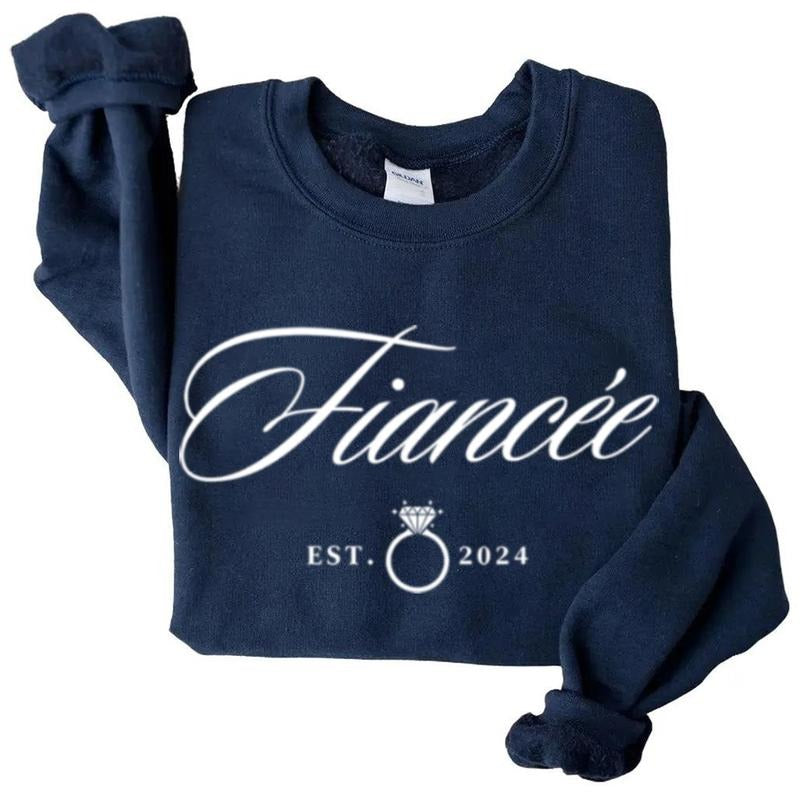 Fiancee Fiance 2024 - 2025 Engagement T-shirt Sweatshirt, Engagement Ring Announcement Ideas, Bride to Be Gift Idea, Unisex Cotton