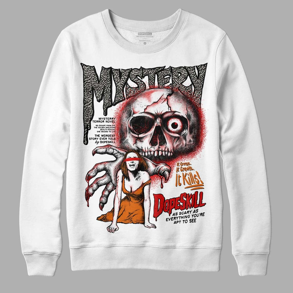 Fire Red 3s DopeSkill Sweatshirt Mystery Ghostly Grasp Graphic