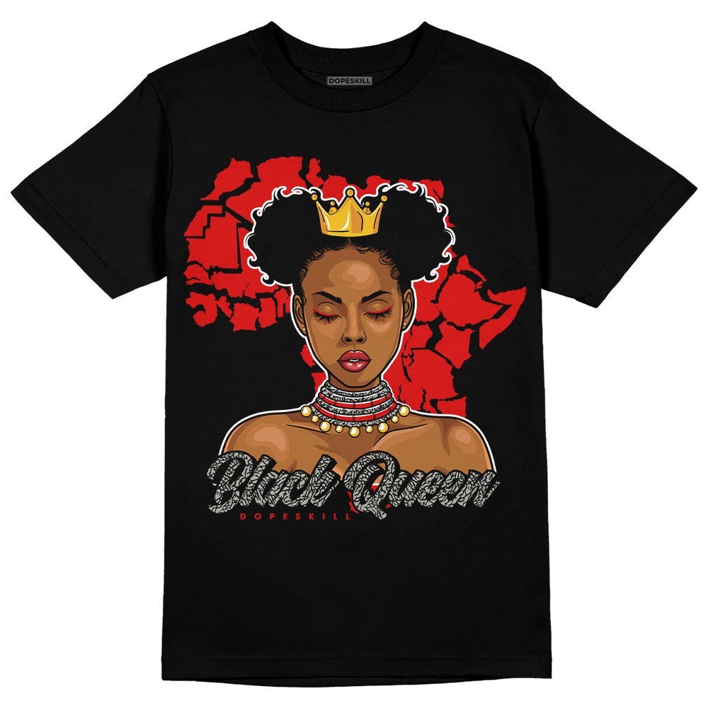 Fire Red 3s DopeSkill T-Shirt Black Queen Graphic