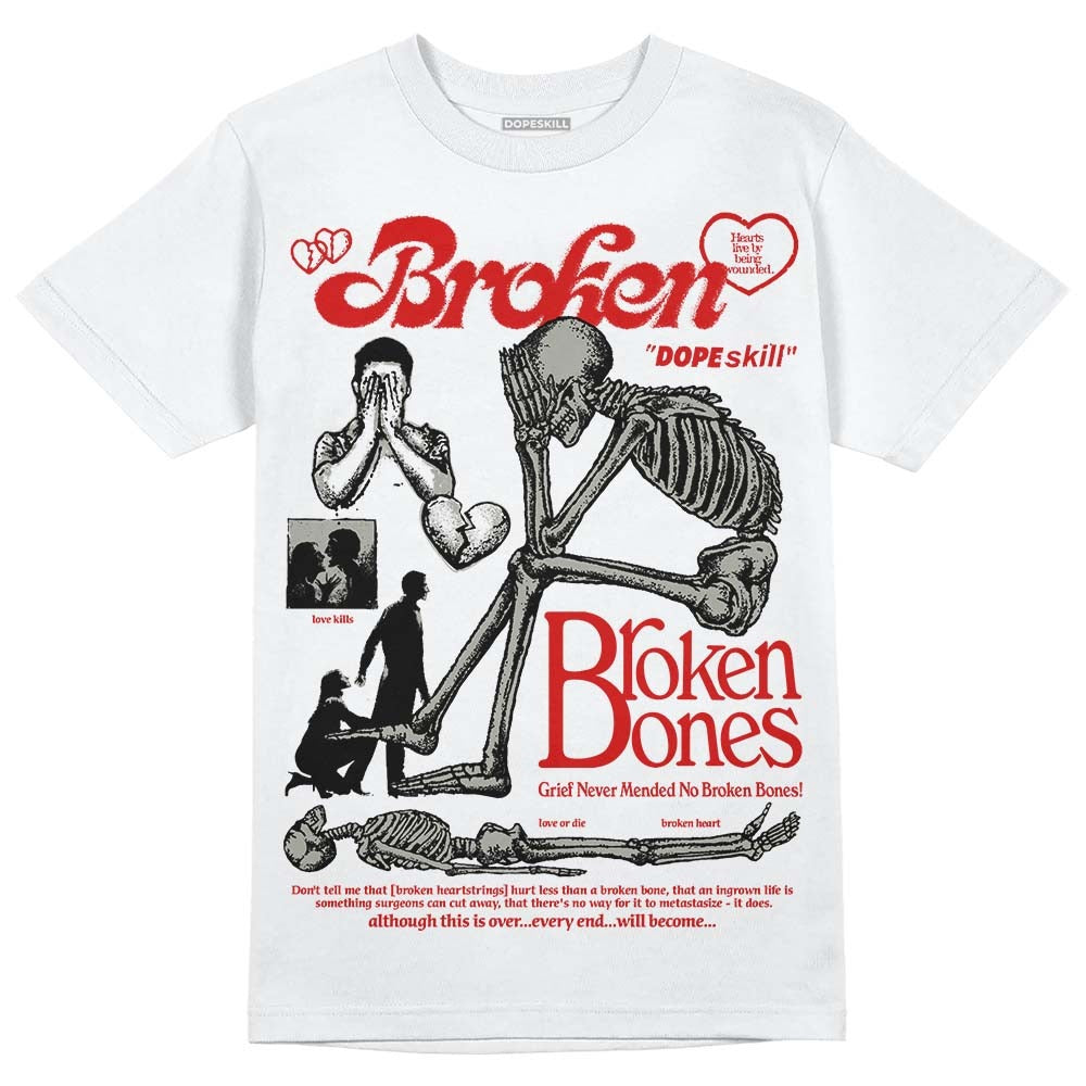 Fire Red 3s DopeSkill T-Shirt Broken Bones Graphic