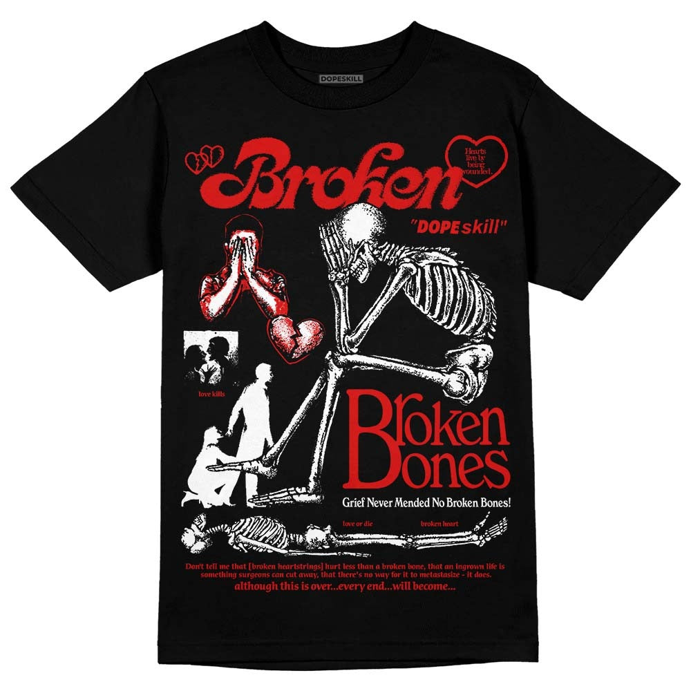 Fire Red 3s DopeSkill T-Shirt Broken Bones Graphic