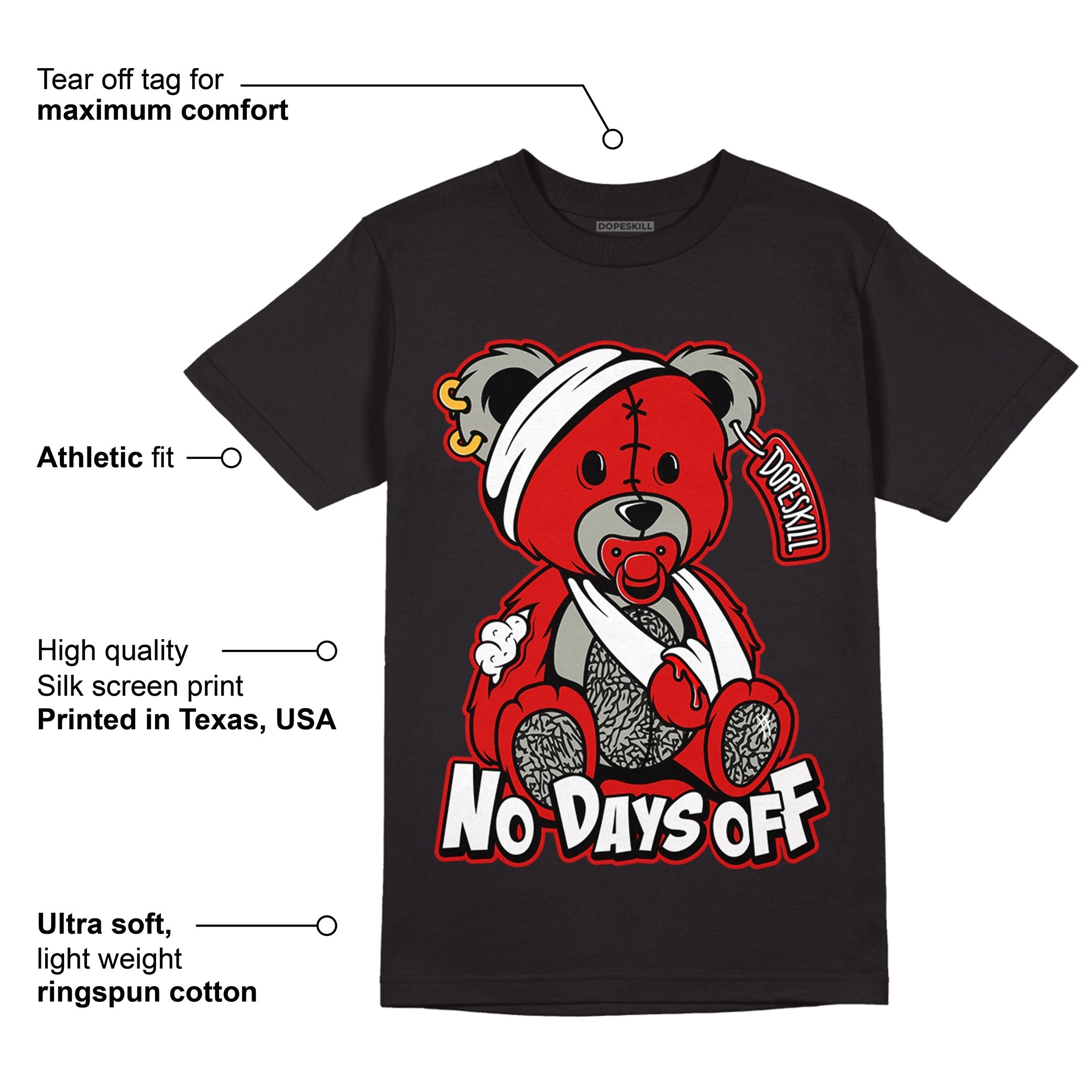 Fire Red 3s DopeSkill T-Shirt Hurt Bear Graphic