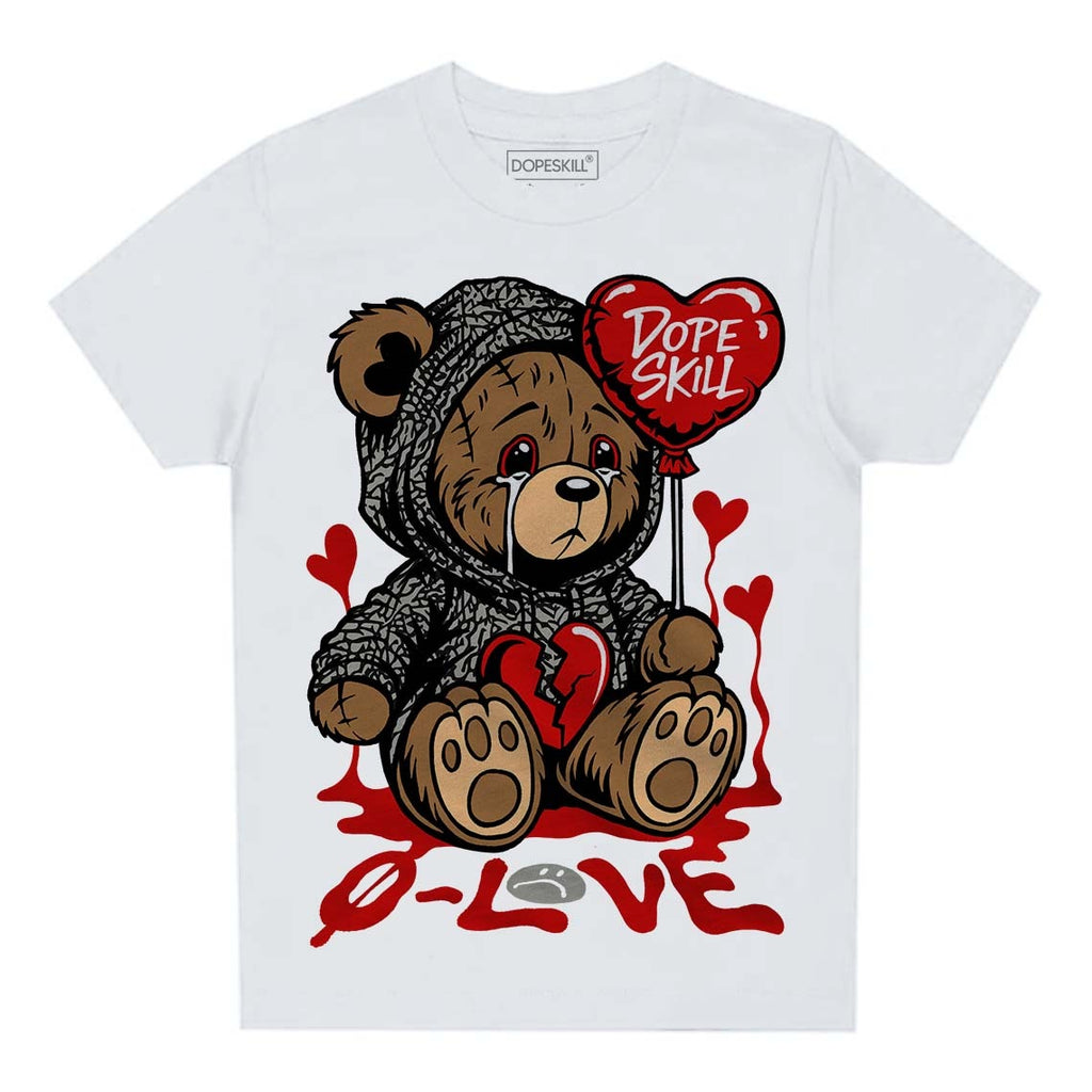 Fire Red 3s DopeSkill Toddler Kids T-shirt Broken Bear Graphic