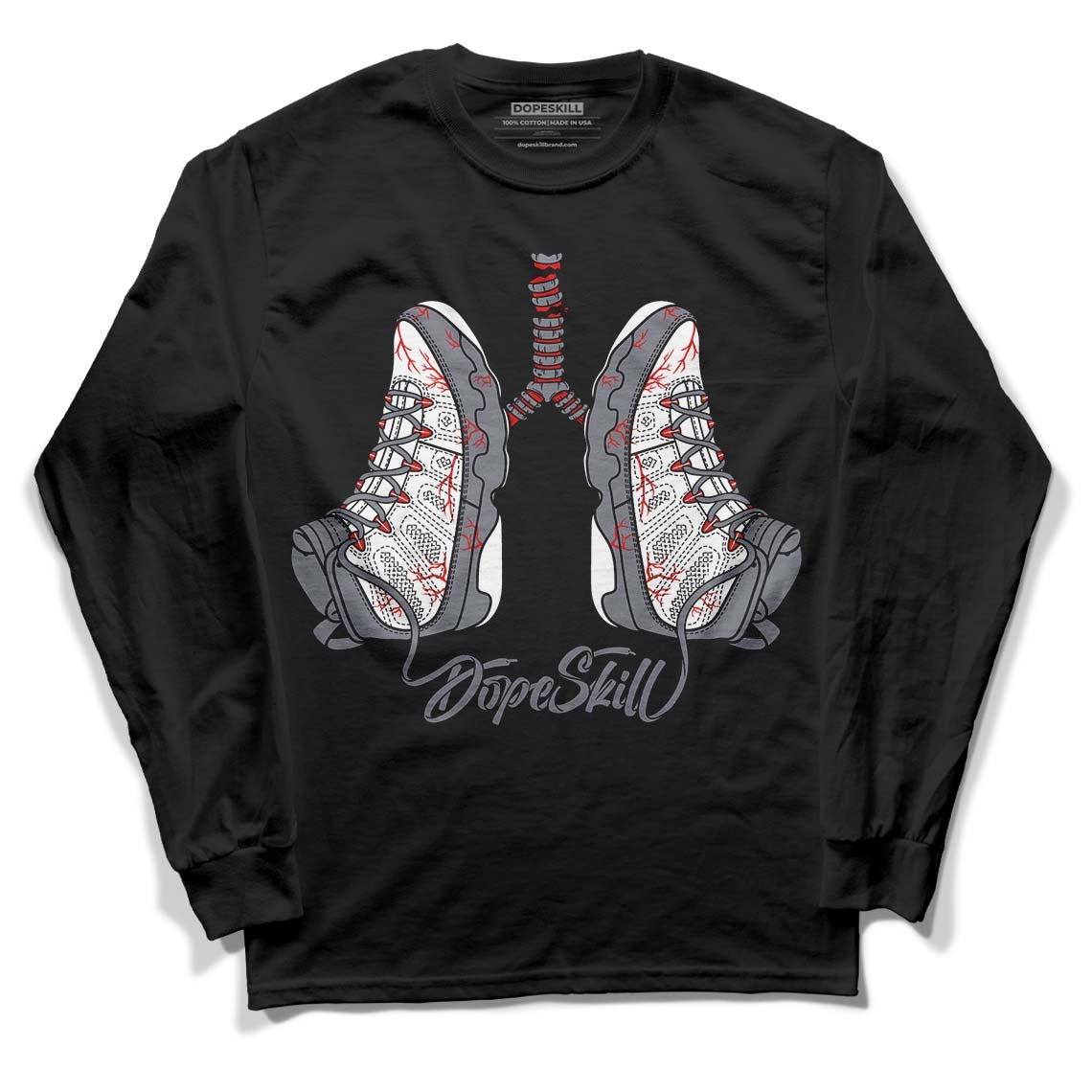 Fire Red 9s DopeSkill Long Sleeve T-Shirt Breathe Graphic