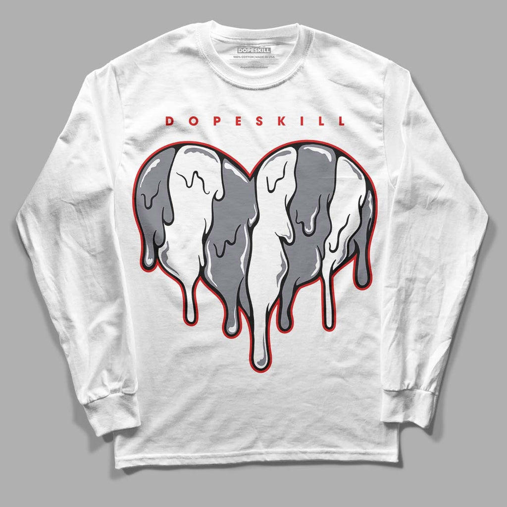 Fire Red 9s DopeSkill Long Sleeve T-Shirt Slime Drip Heart Graphic