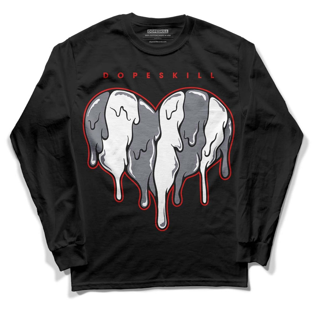 Fire Red 9s DopeSkill Long Sleeve T-Shirt Slime Drip Heart Graphic