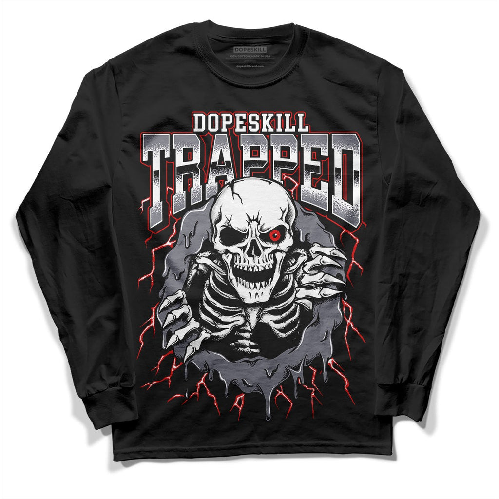 Fire Red 9s DopeSkill Long Sleeve T-Shirt Trapped Halloween Graphic