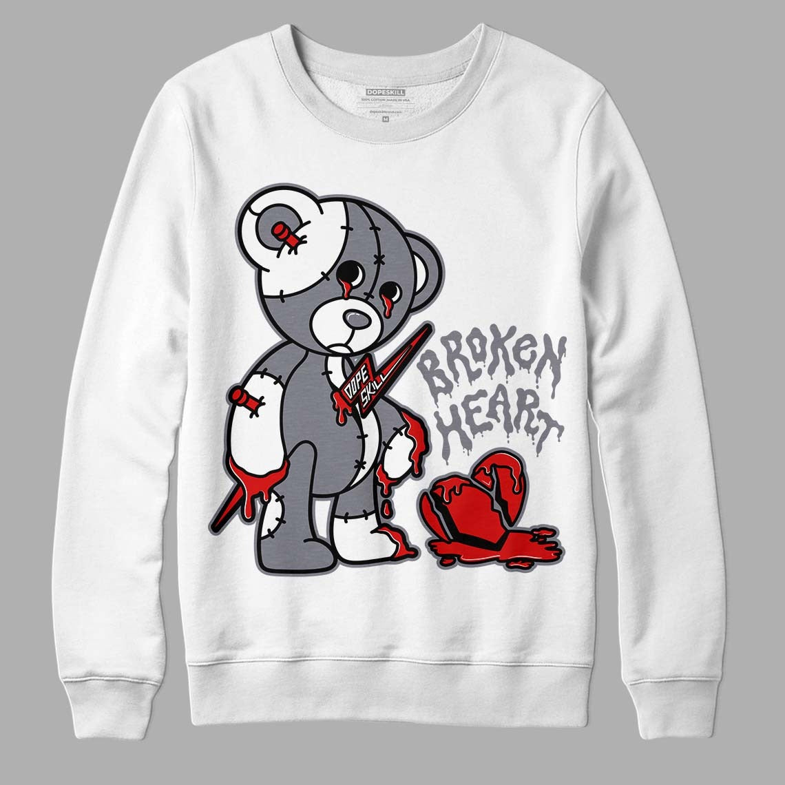 Fire Red 9s DopeSkill Sweatshirt Broken Heart Graphic
