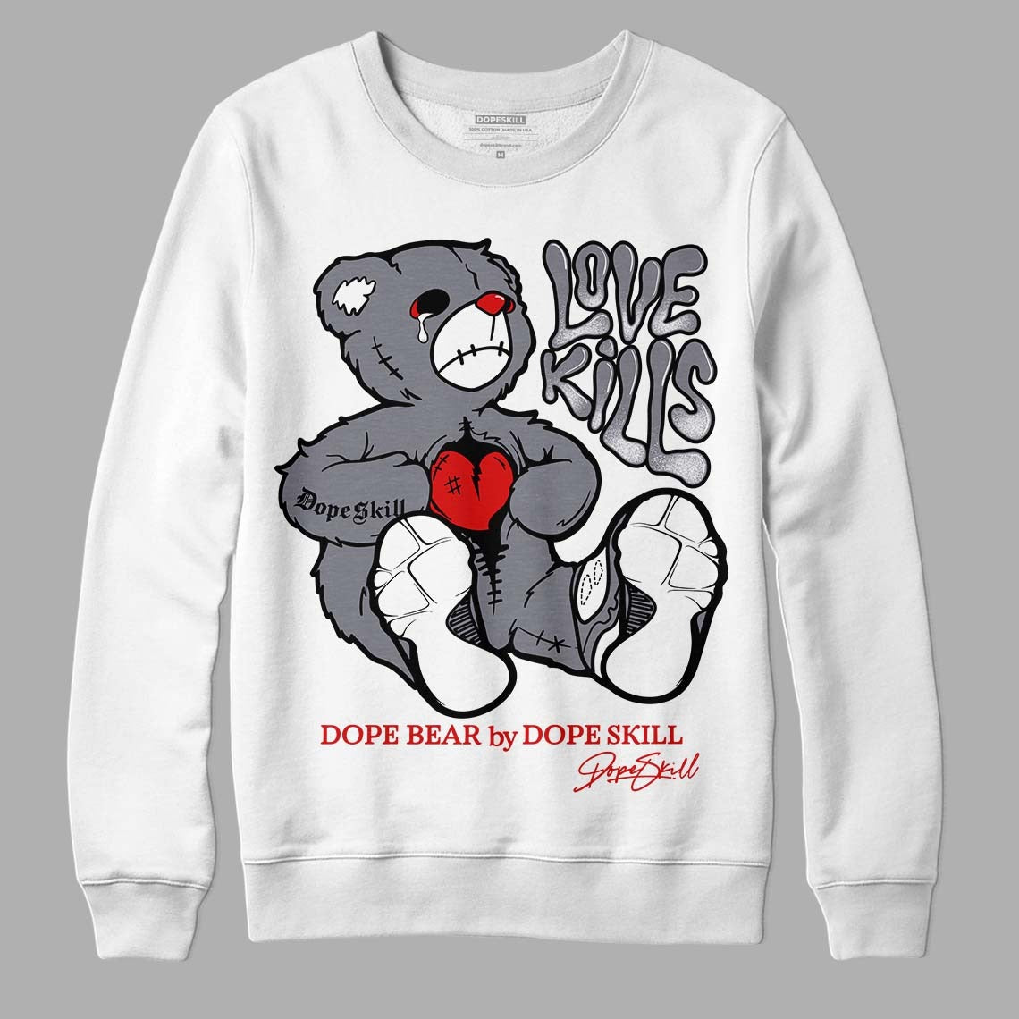 Fire Red 9s DopeSkill Sweatshirt Love Kills Graphic