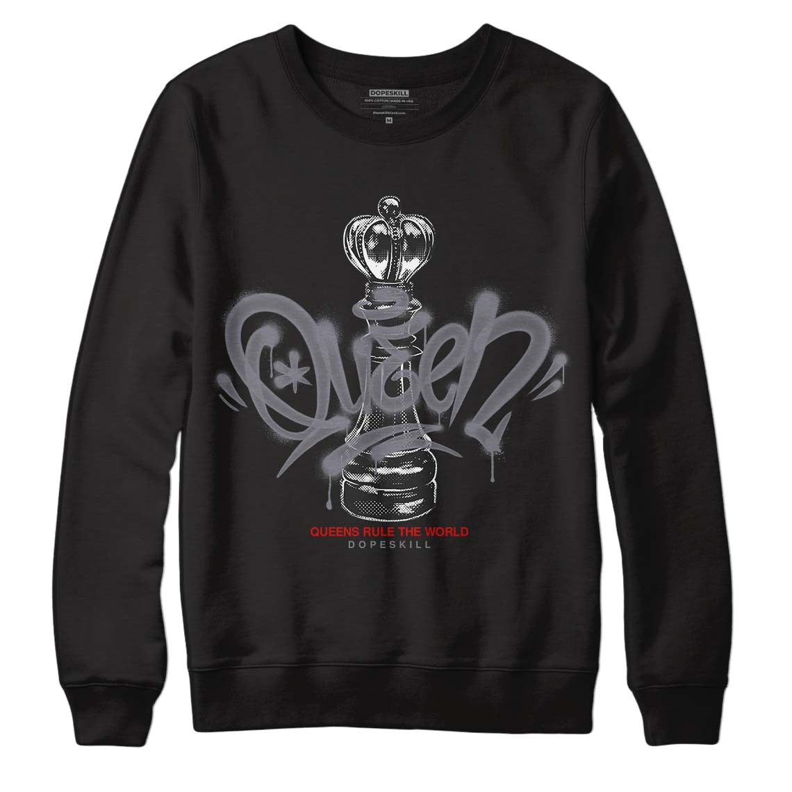 Fire Red 9s DopeSkill Sweatshirt Queen Chess Graphic