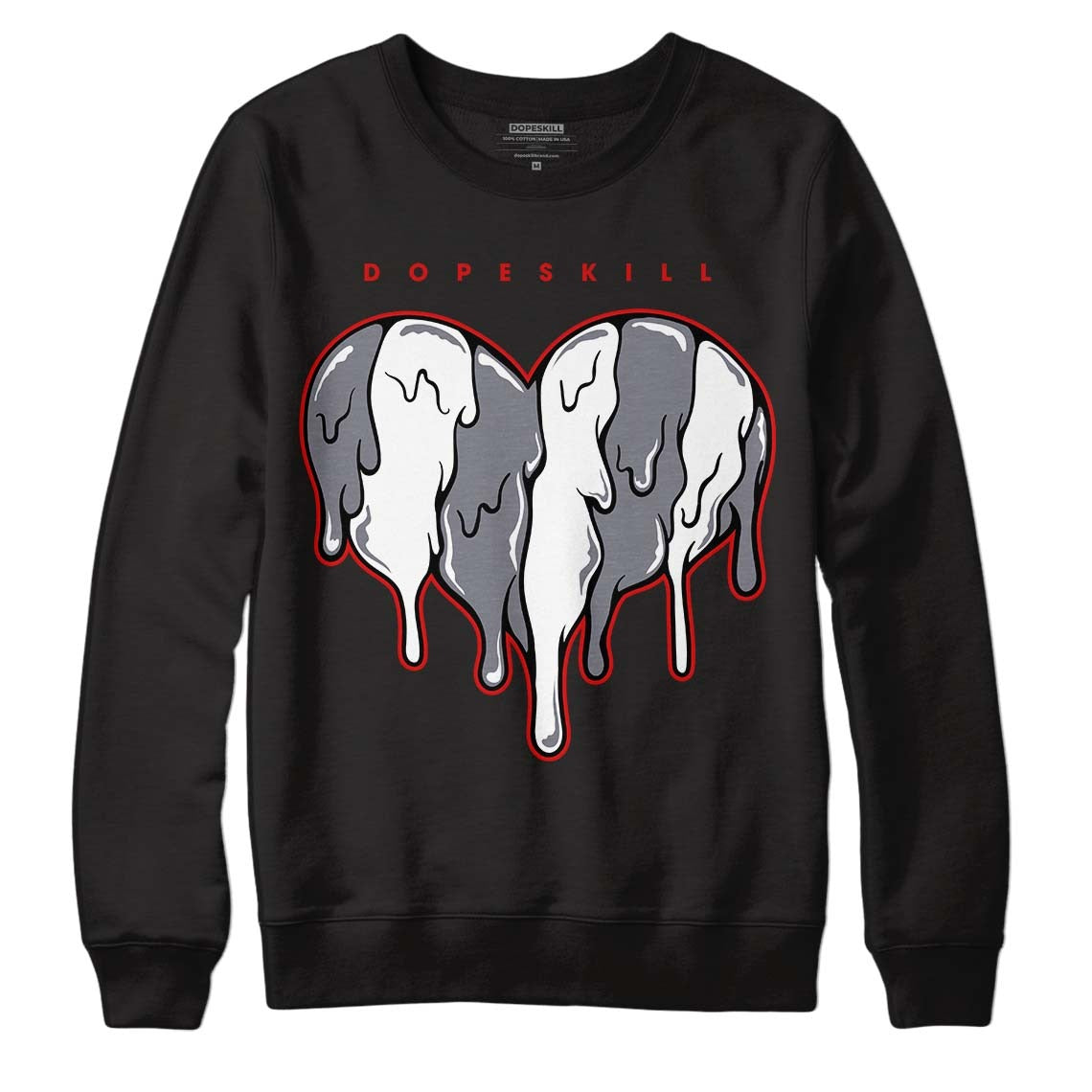 Fire Red 9s DopeSkill Sweatshirt Slime Drip Heart Graphic