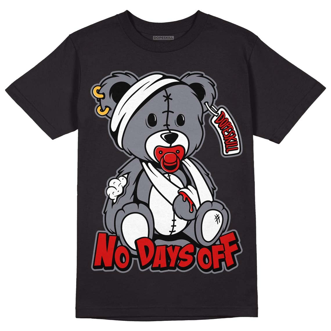 Fire Red 9s DopeSkill T-Shirt Hurt Bear Graphic