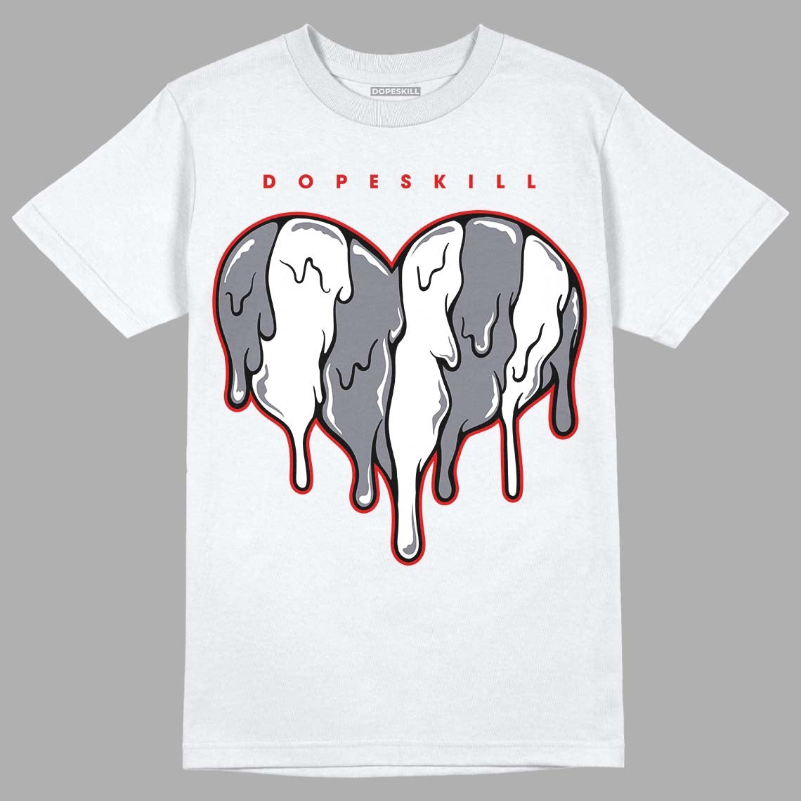 Fire Red 9s DopeSkill T-Shirt Slime Drip Heart Graphic