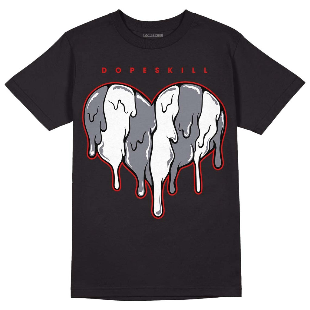 Fire Red 9s DopeSkill T-Shirt Slime Drip Heart Graphic