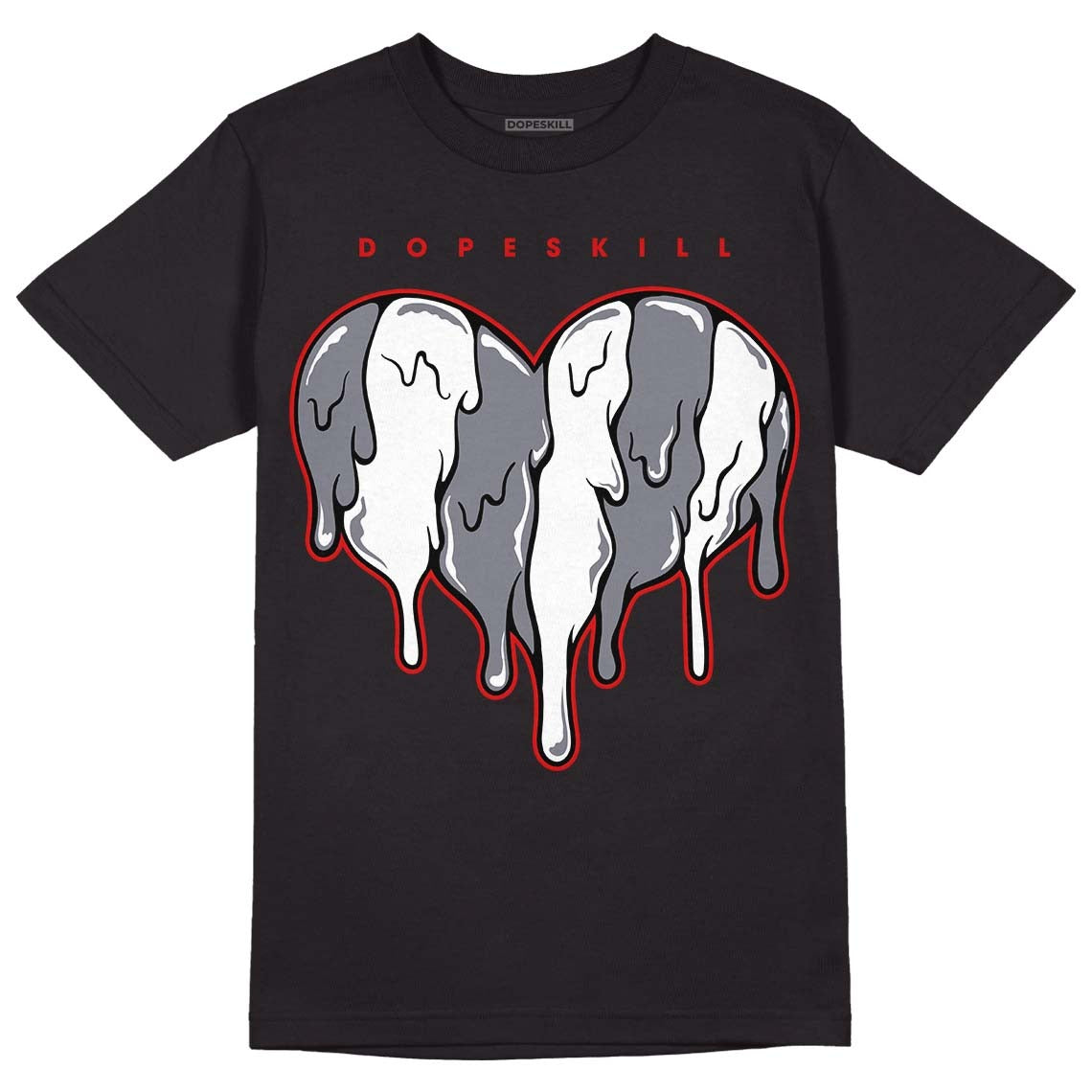 Fire Red 9s DopeSkill T-Shirt Slime Drip Heart Graphic
