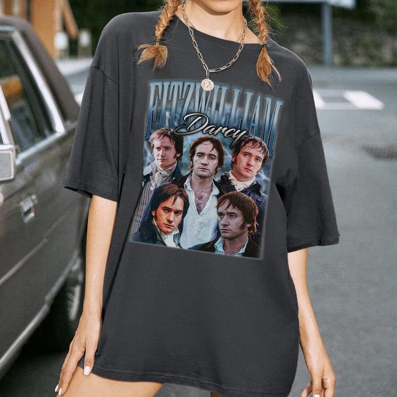 Fitzwilliam Darcy Pride and Prejudice Retro T-Shirt Retro Fitzwilliam Darcy Graphic Tee Sweatshirt Hoodie Unisex Casual Oversized style 001