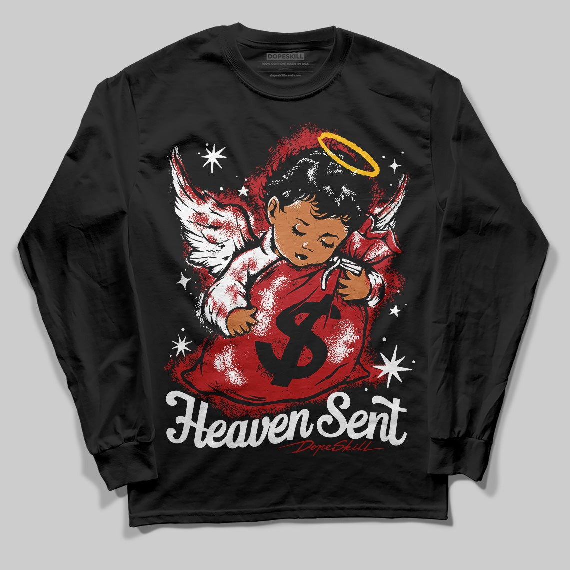 Flu Game 12s DopeSkill Long Sleeve T-Shirt Heaven Sent Graphic