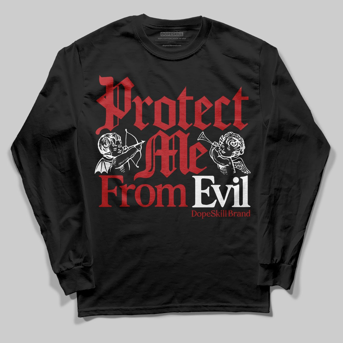 Flu Game 12s DopeSkill Long Sleeve T-Shirt Protect Me From Evil Graphic
