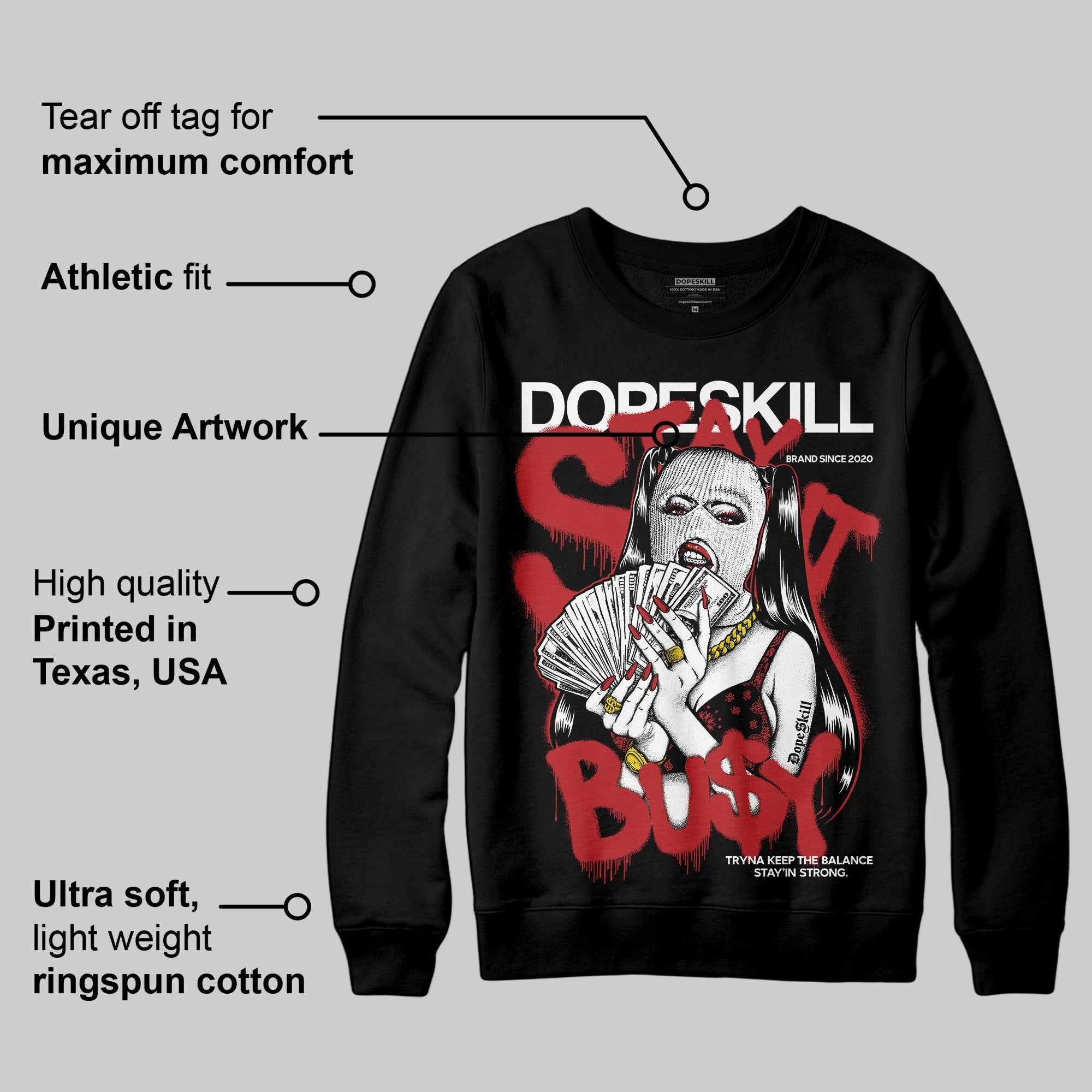 Flu Game 12s DopeSkill Sweatshirt Stay It Busy Graphic