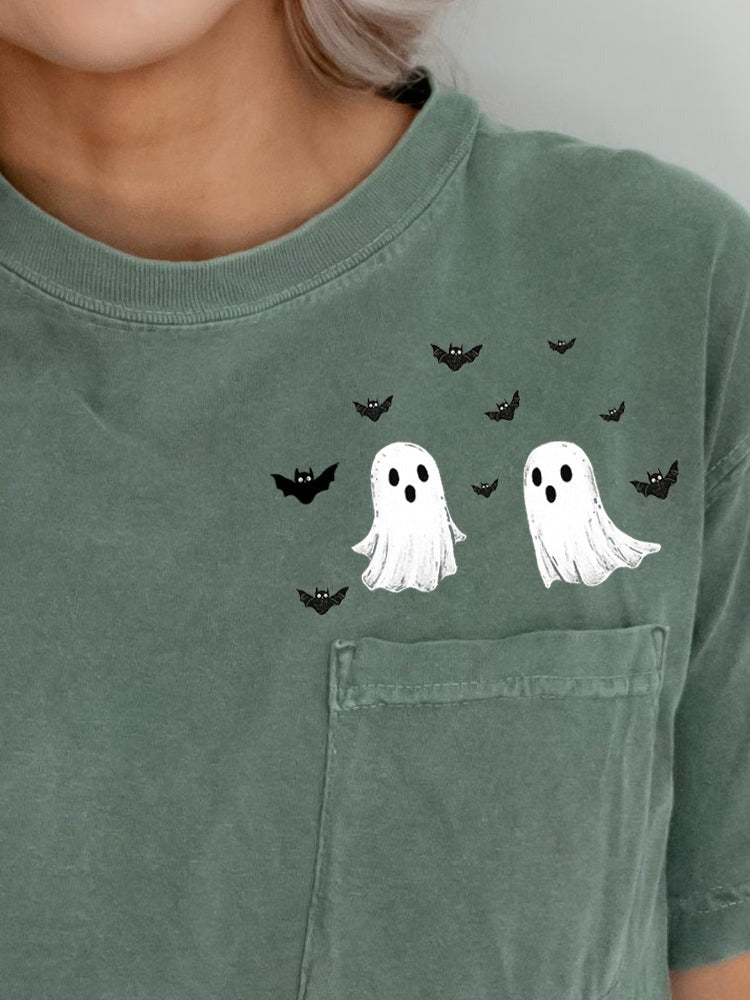 Flying Ghost Pocket Graphic Tee Style001