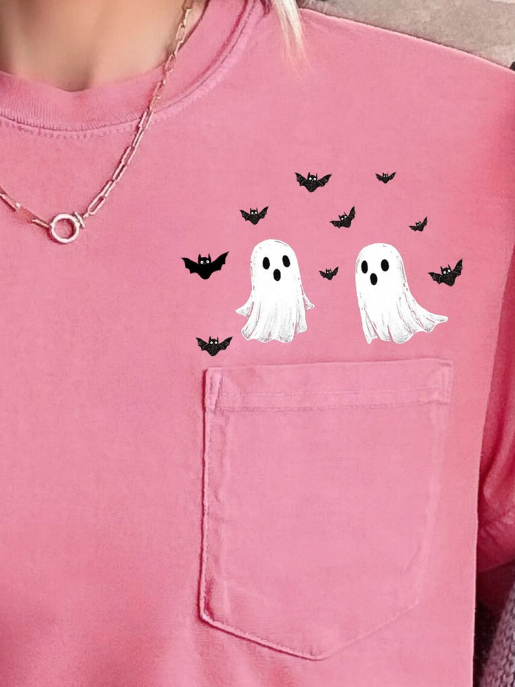 Flying Ghost Pocket Graphic Tee Style001