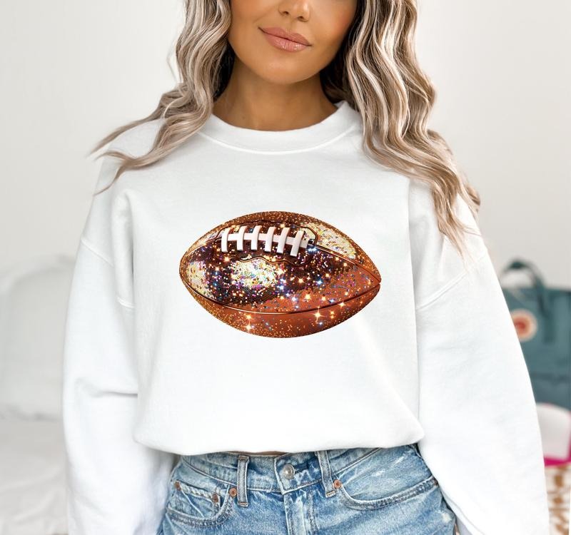 Football Graphic Printed Shirt, Football Disco Sweatshirt, Football Game Day, Football Mama Sports, Football Girly, Fall Football, Football season, Full Sizes, Full Colors, Cotton Round Neck Tee
