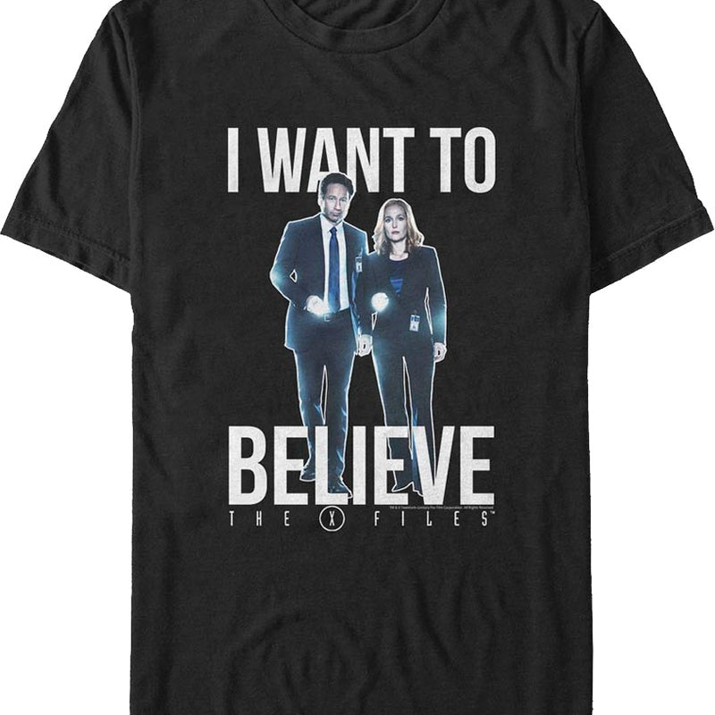 Fox Mulder And Dana Scully Want To Believe X-Files T-Shirt