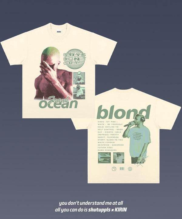 Frank Blond Ocean 2 Sides Short Sleeve Tee Cotton Vintage Shirt To Match Sneaker Hiphop Clothing Rapper Merch Shirt, Hiphop Tour Concert 2024, Gift For Fan Y2K Aesthetic Hoodie Sweatshirt