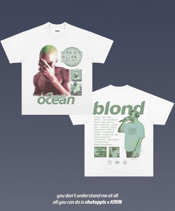 Frank Blond Ocean 2 Sides Short Sleeve Tee Cotton Vintage Shirt To Match Sneaker Hiphop Clothing Rapper Merch Shirt, Hiphop Tour Concert 2024, Gift For Fan Y2K Aesthetic Hoodie Sweatshirt