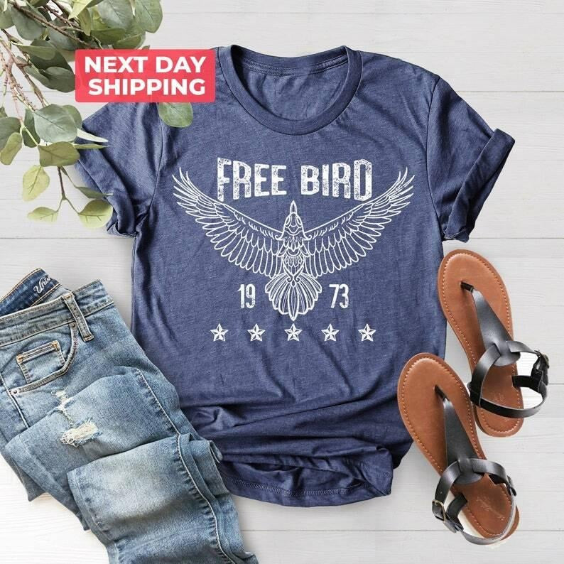 Free Bird Shirt, Boho TShirt, Free Bird Tee, Eagle Shirt, Retro Music Sweatshirt, Vintage Inspired Sweatshirt graphic tee Casual Classic
