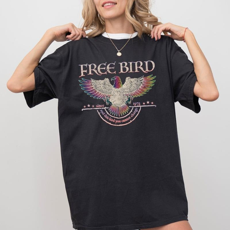Free Bird Shirt, Comfort Colors Band TShirt, Old School Band T-shirt, Retro Music Shirt, Rock Band Tee, Women's Crew Neck, Crewneck