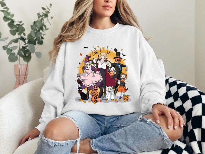 Funny Anime Halloween Sweatshirt, Howls Moving Castle Shirt, Howl And Sophie, Calcifer, Studio Ghibli