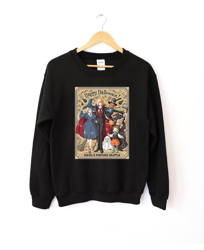 Funny Anime Halloween Sweatshirt, Howls Moving Castle, Howl And Sophie, Calcifer