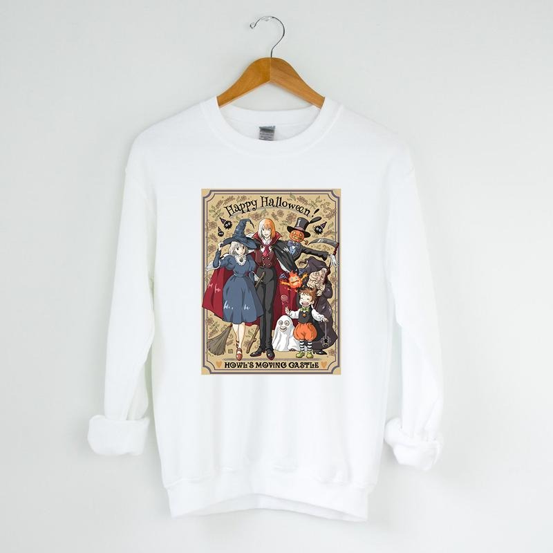 Funny Anime Halloween Sweatshirt, Howls Moving Castle, Howl And Sophie, Calcifer