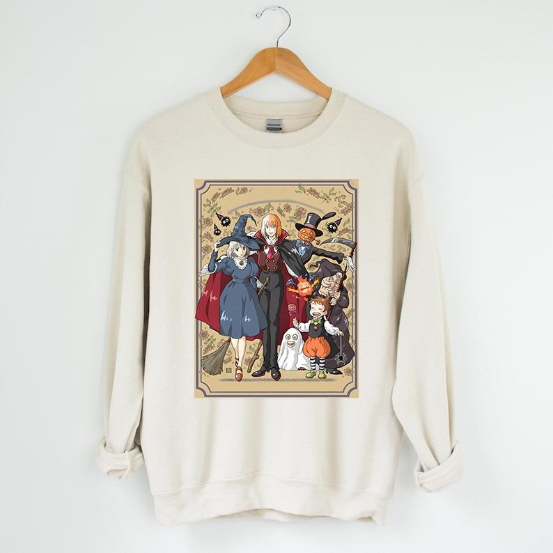 Funny Anime Halloween Sweatshirt, Howls Moving Castle, Howl And Sophie, No text