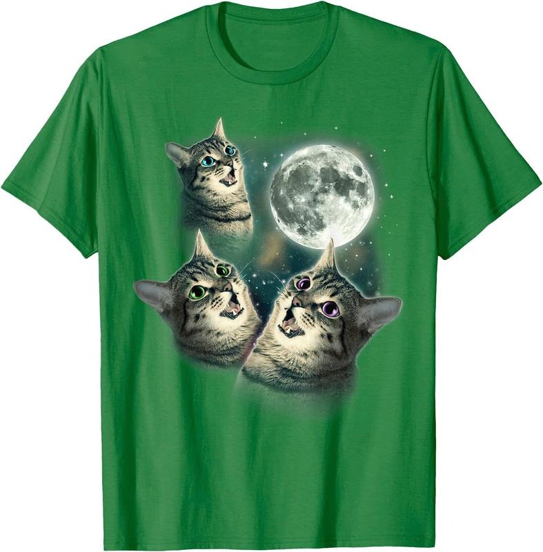 Funny Cat Shirt | Three Cat Moon 3 Wolfs Cute Kitten Graphic Unisex T-Shirt Sweatshirt Hoodie Crewneck Casual Shortsleeve Tshirt