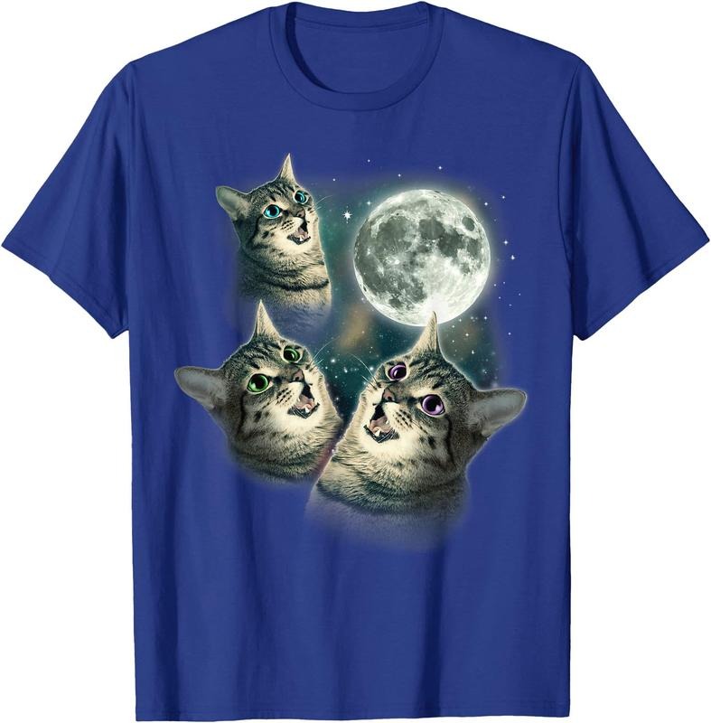 Funny Cat Shirt | Three Cat Moon 3 Wolfs Cute Kitten Graphic Unisex T-Shirt Sweatshirt Hoodie Crewneck Casual Shortsleeve Tshirt