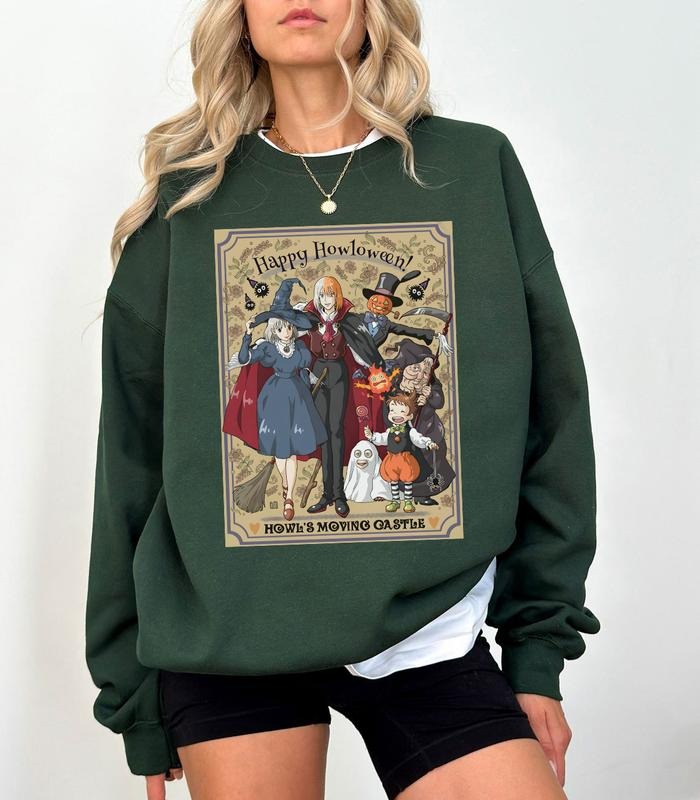 Funny Howloween Sweatshirt, Howls Moving Castle Shirt, Howl And Sophie, Calcifer, Anime Shirrt, Halloween 2024