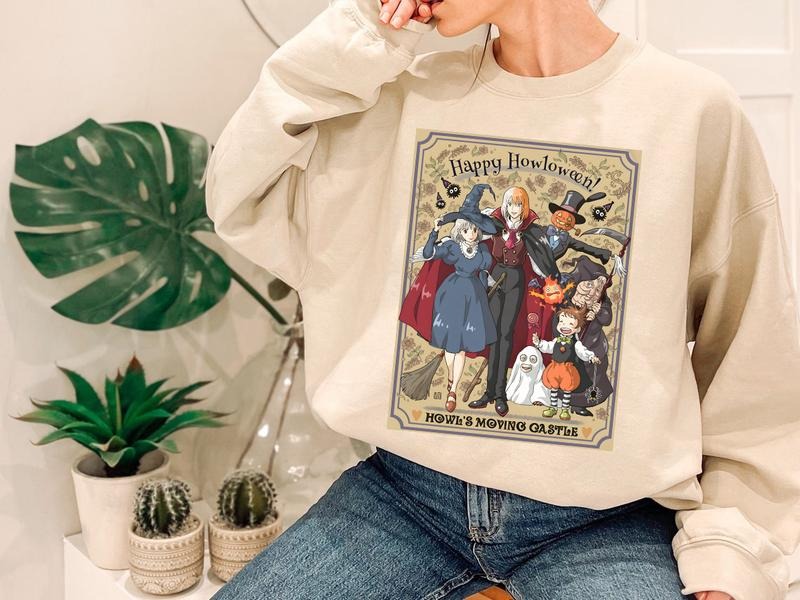 Funny Howloween Sweatshirt, Howls Moving Castle Shirt, Howl And Sophie, Calcifer, Anime Shirrt, Halloween 2024