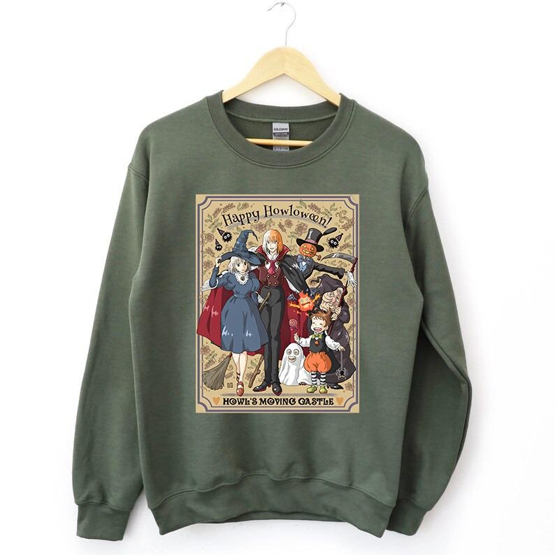 Funny Howloween Sweatshirt, Howls Moving Castle Shirt, Howl And Sophie, Calcifer, Anime Shirrt, Halloween 2024