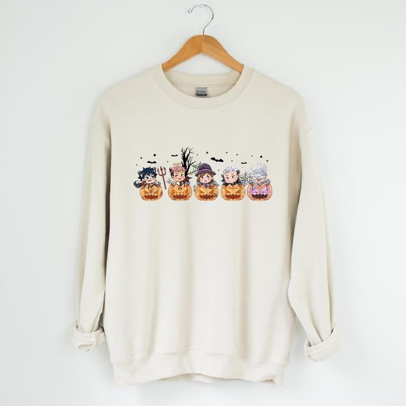 Funny Jujutsu Kaisen Halloween Sweatshirt, Anime Sweatshirt, Itadori, Gojo Satoru, Fushiguro Megumi, Ryomen Sukuna