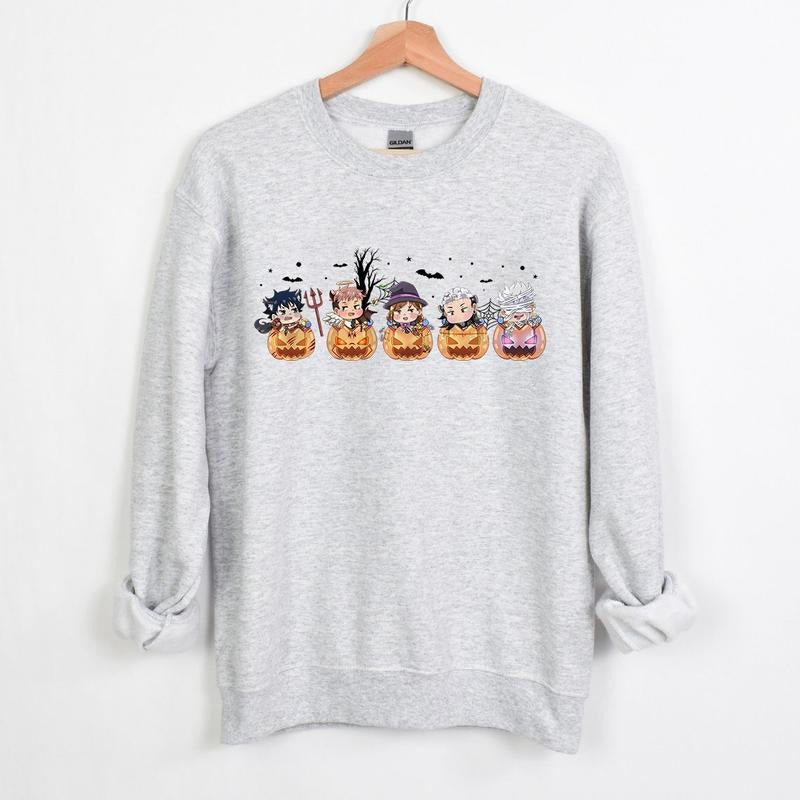 Funny Jujutsu Kaisen Halloween Sweatshirt, Anime Sweatshirt, Itadori, Gojo Satoru, Fushiguro Megumi, Ryomen Sukuna