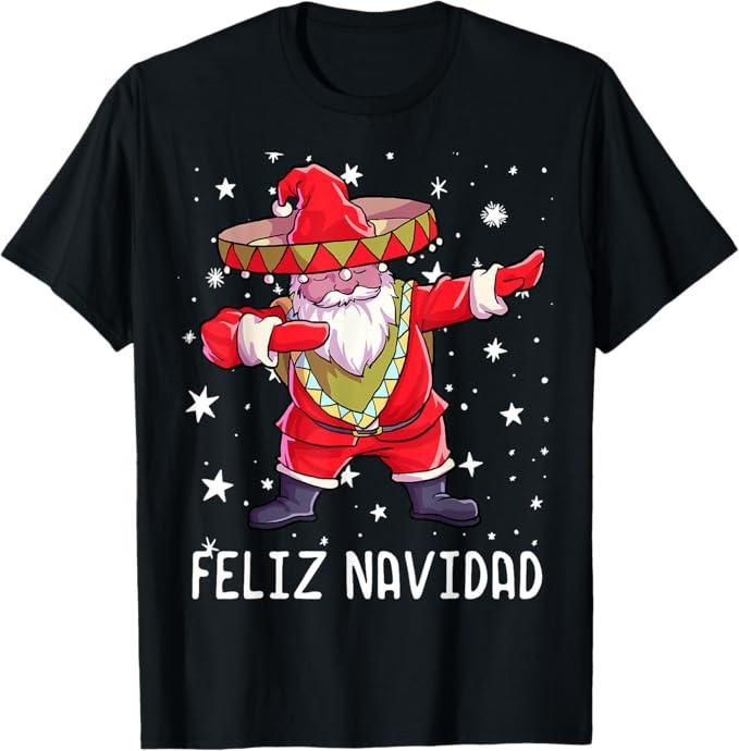 Funny Mexican Christmas Shirt, Christmas Gift, Christmas Sombrero Poncho Mexican Dabbing Santa T-Shirt - Menswear Top