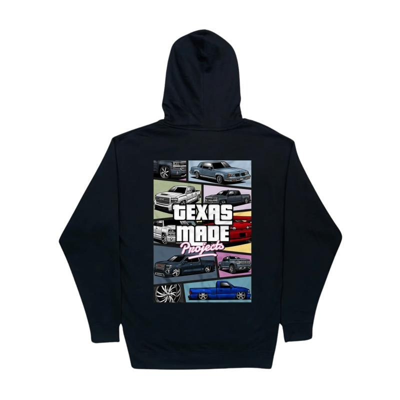 GTA Texas Made Projects Hoodie, GTA Hoodie, Gaming Shirt, Car Merch Graphic Design Shirt For Men, Menswear Tops Casual Long Sleeve