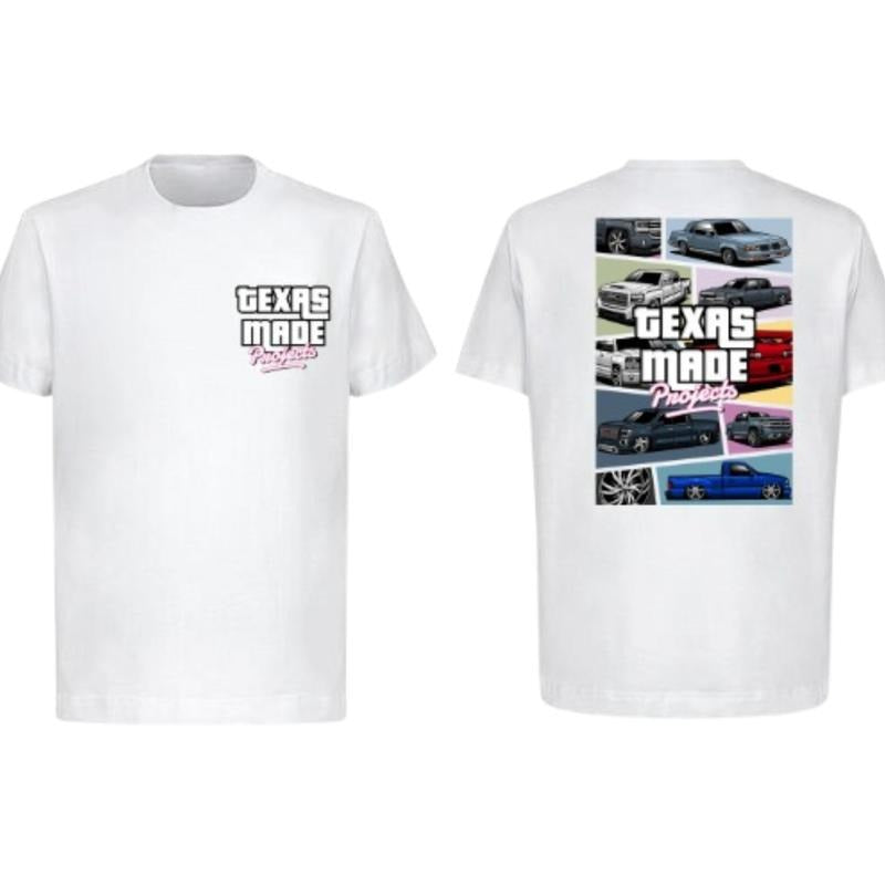 GTA Texas Made Projects T-shirt, Gaming Shirt, Car Merch Graphic Design Shirt For Men, Menswear Tops Tshirt Streetwear