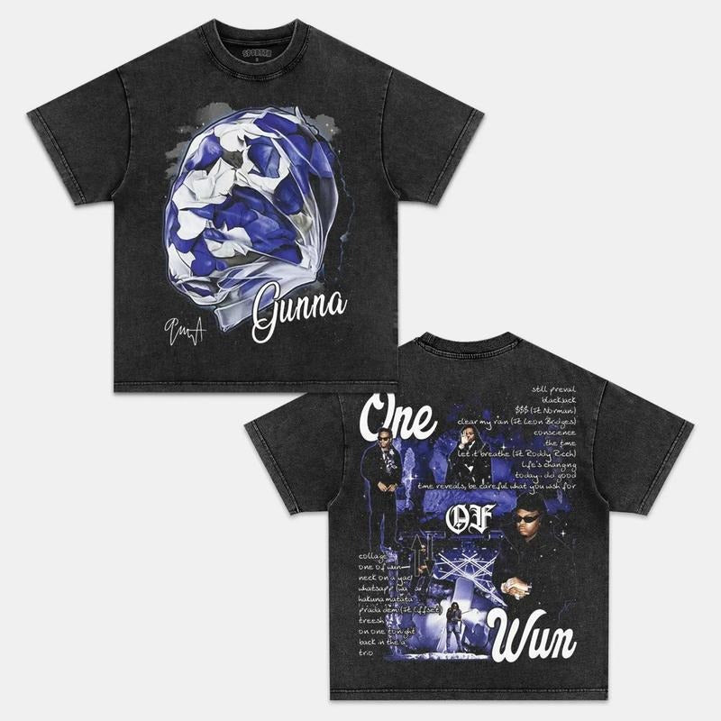 GUNNA ONE OF WUN Double Printed Short Sleeve Tee Cotton Vintage Shirt To Match Sneaker Hiphop Clothing Rapper Merch Shirt, Hiphop Tour Concert 2024, Gift For Fan Y2K Aesthetic Hoodie Sweatshirt
