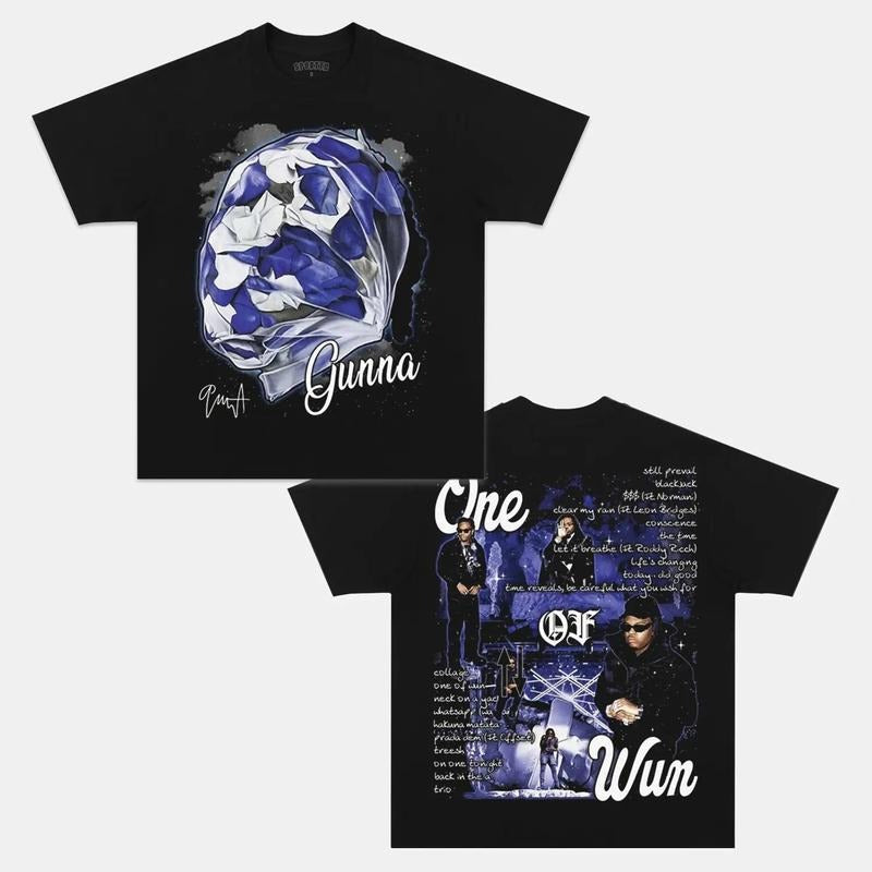 GUNNA ONE OF WUN Double Printed Short Sleeve Tee Cotton Vintage Shirt To Match Sneaker Hiphop Clothing Rapper Merch Shirt, Hiphop Tour Concert 2024, Gift For Fan Y2K Aesthetic Hoodie Sweatshirt