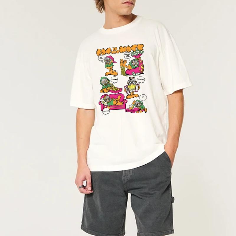 Garfield Cat MF DOOM Mask Graphic T-Shirt, Urban Streetwear with Hip Hop Style Design, Perfect Sweatshirt for DOOM Fans, Hoodies for Cartoon Fans style 001